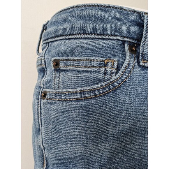 Amazon Essentials Womens 10 Blue Mid Rise Cuffed Denim Jean Shorts Whiskered - Picture 9 of 13